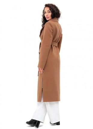 Пальто женское длинное, кашемировое, шерстяное, демисезонное, весеннее, осеннее, однотонное, кэмел8 фото