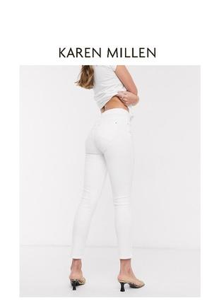 Karen millen фірмовий білі джинсові штани літні брюки з блискавкою