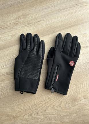 Софтшельные варежки winds gloves прорезиненные флисовые