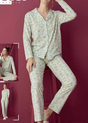Комплект брюки и рубашка, комфортная женская пижама, легкая пижама elitol fellix