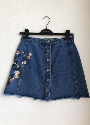 Джинсовая юбка с вышивкой missguided2 фото