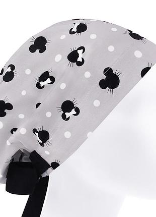 Медична шапочка шапка жіноча тканинна бавовняна багаторазова принт мікі маус
