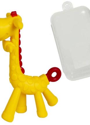 Силіконовий прорізувач-іграшка для зубів дитини 2life жирафік 3d y28 в кейсі жовтий v-11716
