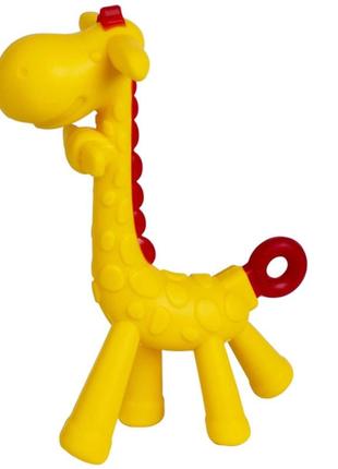 Силіконовий прорізувач-іграшка для зубів дитини 2life жирафік 3d y28 в кейсі жовтий v-117163 фото
