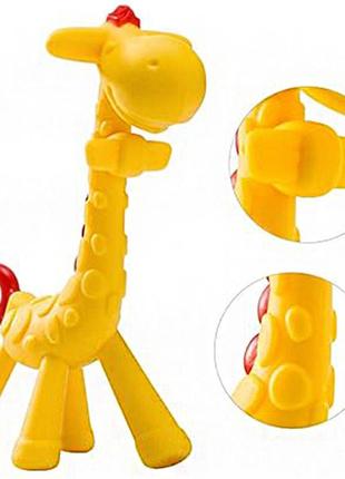 Силіконовий прорізувач-іграшка для зубів дитини 2life жирафік 3d y28 в кейсі жовтий v-117164 фото