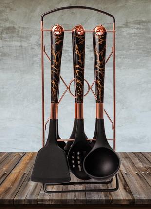 Набор кухонных принадлежностей из 6 стильных аксессуаров на подставке, профессиональный кухонный набор