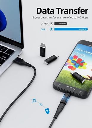 Адаптер arktek micro usb — usb c [2 шт.], usb-папа — micro usb-гнездо поддерживает зарядку и синхронизацию5 фото