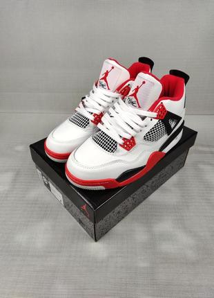 Кроссовки nike air jordan 4 white&red мужские 41-46