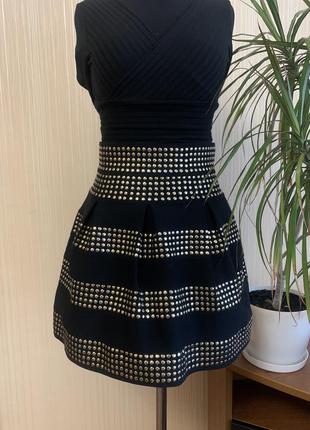 Бандажная юбка крутящая юбка с металлическим декором xs/s1 фото