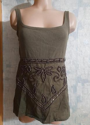 Маєчка топік із  візерунками вишитими  бісером  р .46