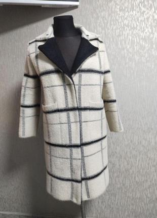 Невероятно теплое пальто / кардиган / альпака с воротничком из искусственной норки3 фото