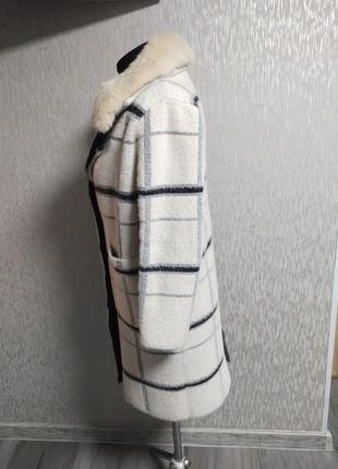 Невероятно теплое пальто / кардиган / альпака с воротничком из искусственной норки4 фото