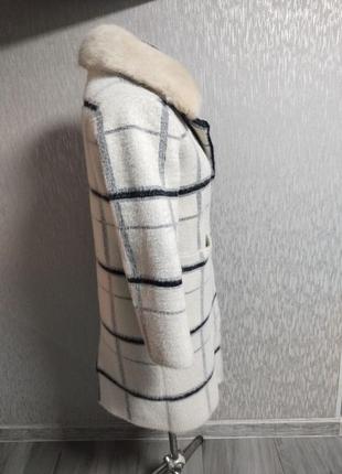 Невероятно теплое пальто / кардиган / альпака с воротничком из искусственной норки5 фото