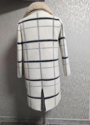 Невероятно теплое пальто / кардиган / альпака с воротничком из искусственной норки6 фото