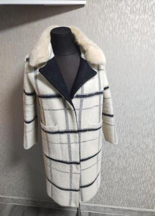 Невероятно теплое пальто / кардиган / альпака с воротничком из искусственной норки2 фото