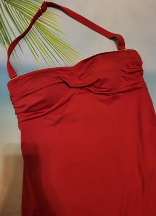 Красный купальник платье с кулисками3 фото