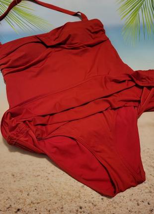 Красный купальник платье с кулисками4 фото