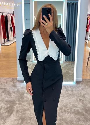 Платье-миди в стиле zara с воротником в стиле питтер пен