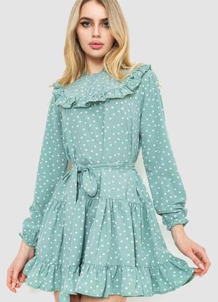 Жіноча сукня у горох сезон весна-літо колір оливковий розмір l fg_01400