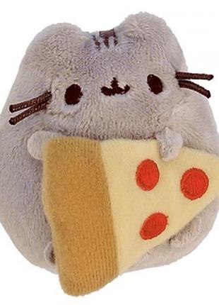 Мягкая игрушка пушин кет pusheen cat 8х7 см с большой пиццей серый v-11498