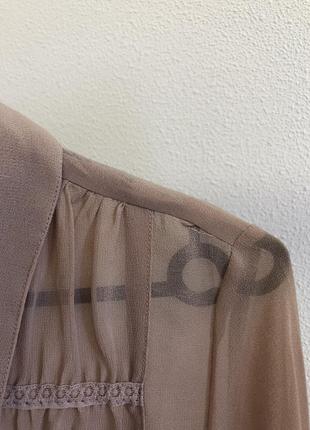 Роскошная винтажная прозрачная блуза рубашка пудровый персиковый цвет винтаж6 фото