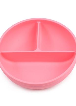 Глубокая трехсекционая силиконовая тарелка y14 розовый v-11081