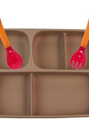 Набор силиконовой посуды 2life пяти-секционная тарелка а6, ложка вилка меняющая форму (vol-10735)