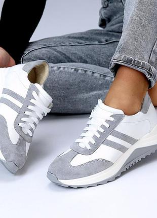 Шкіряні-замшеві жіночі кросівки