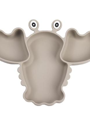 Трьохсекційна силіконова тарілка рак y20 бежевий