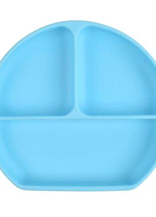 Набор y9 силиконовая трех-секционная тарелка, ложка, вилка синий (vol-9918)