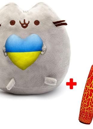 Комплект мягкая игрушка кот с сердцем пушин кэт и антистресс игрушка mokuru оранжевый( vol-10413)