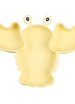 Трьохсекційна силіконова тарілка рак y11 жовтий