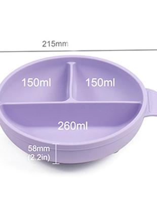 Глубокая трехсекционая силиконовая тарелка y10 синий v-110772 фото