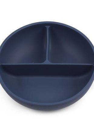 Глубокая трехсекционая силиконовая тарелка y10 синий v-110771 фото