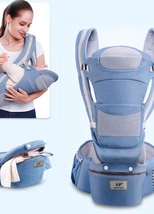 Хипсит, ерго-рюкзак кенгуру переноска baby carrier 6 в 1 джинсовий (n-1370)