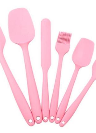 Набор силиконовых кухонных принадлежностей 6 в 1 розовый 29 см х 7,5 см (vol-915)3 фото