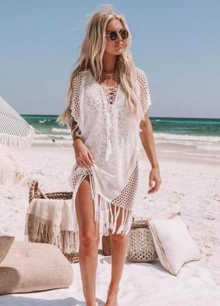 Пляжная туника белого цвета