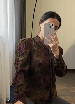 Роскошная винтажная блуза с цветочным принтом, безупречный крой винтаж6 фото