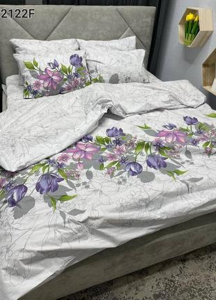 Комплект постільної білизни бязь люкс, анжеліка фіолетові квіти1 фото