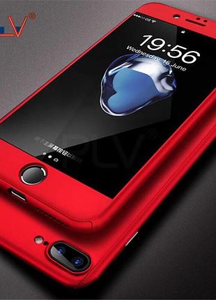 Чехол 360 iphone 6/6s + стекло подарок, red 8