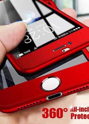 Чехол 360° iphone 7/iphone 8 + стекло в подарок, red 2