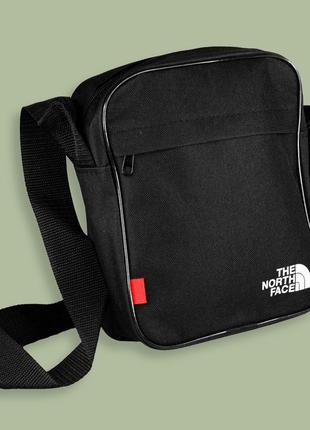 Сумка через плечо the north face черная тканевая мужская барсетка tnf спортивный мессенджер тнф цвет черный