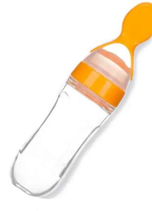 Пляшка-ложка для годування новонародженого 20 х 5 см помаранчевий (vol-1337)