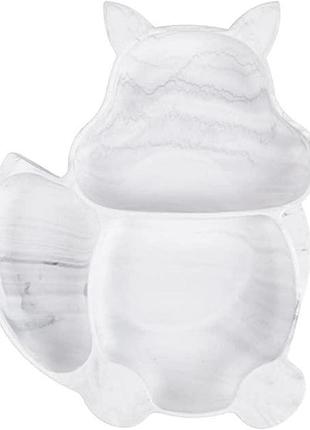 Набір силіконової тарілки у формі протеїнів, ложка, виделка мармор y1 (vol-9713)