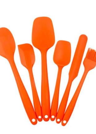 Набор силиконовых кухонных принадлежностей 6 в 1 оранжевый 29 см х 7,5 см (n-918)