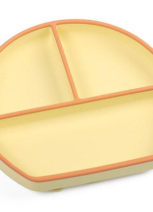 Силіконова трьохсекційна тарілка y11+y25 жовта з оранжевим