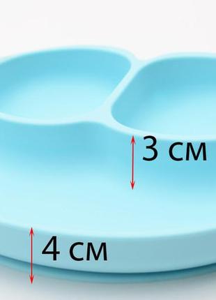 Набор силиконовая тарелка коврик и силиконовая ложка для кормления ребенка голубой (n-1717)3 фото