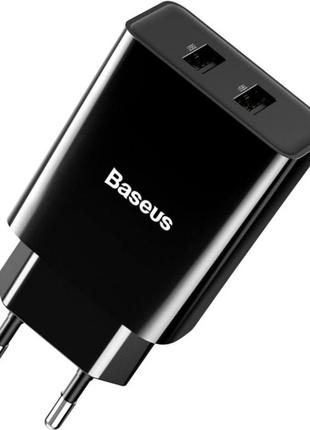 Зарядний пристрій baseus speed mini dual usb 10.5w чорний (ccfs-r01)