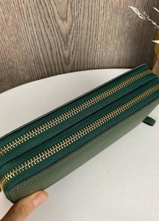 Женский кошелек клатч на 2 отдела с ручкой модный и вместительный зеленый5 фото