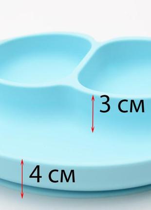 Набор силиконовая тарелка коврик, слюнявчик силиконовый и силиконовая эргономическая ложка синий (n-1105)5 фото